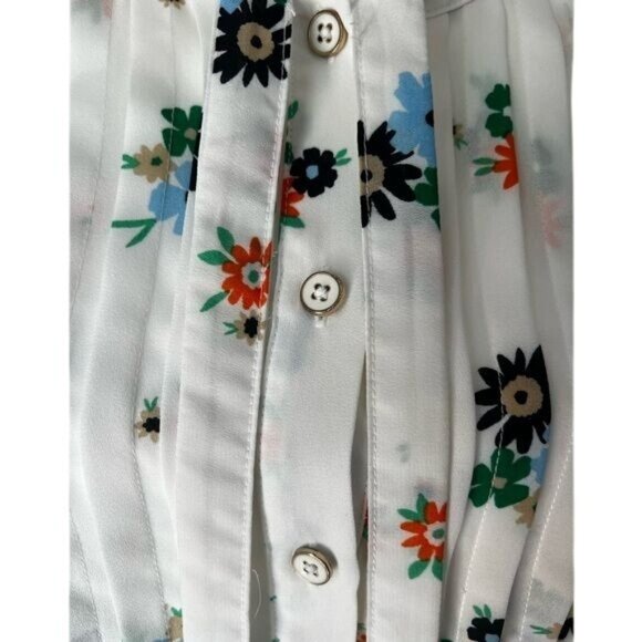 Charter Club Floral Button-Front Blouse With Pintuck Details Short Sleeve Medium - Picture 11 of 16